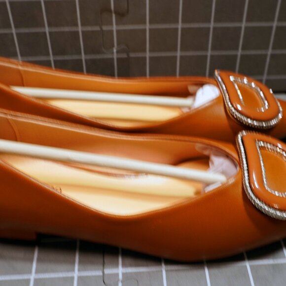 C Paravano Brown Leather Pointed Toe Slip On Classic Flats Shoes Size 5.5 - Picture 5 of 10